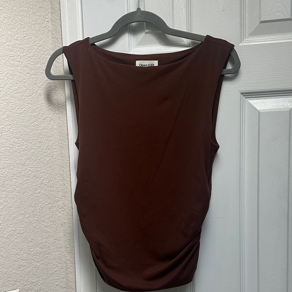 Open Edit Women's Brown Sleeveless Tank Top